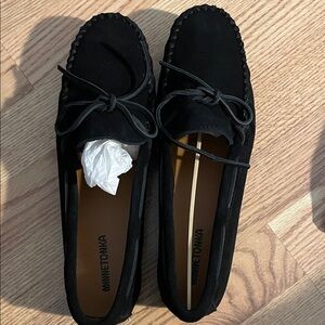 Minnetonka Black Suede Moccasins